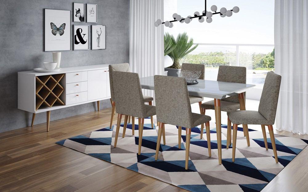 Manhattan Comfort 7-Piece Utopia 62.99" Dining Set with 6 Dining Chairs