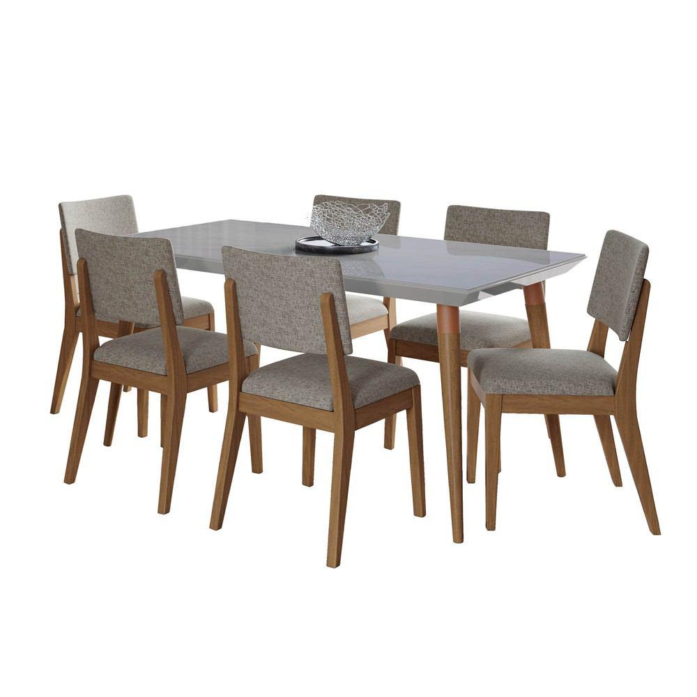 Manhattan Comfort 7-Piece Utopia 62.99" and Dover Dining Set with 6 Dining Chairs