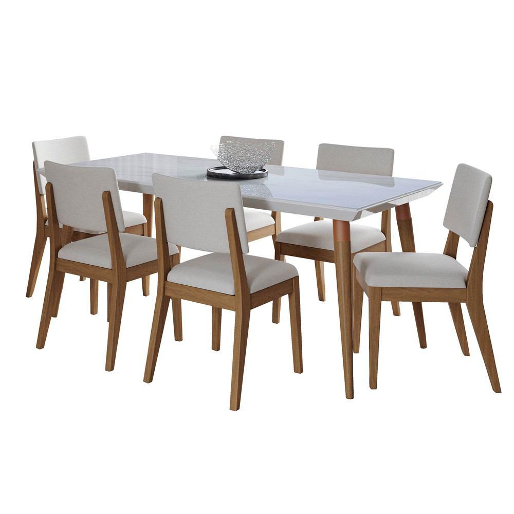 Manhattan Comfort 7-Piece Utopia 70.86" and Dover Dining Set with 6 Dining Chairs