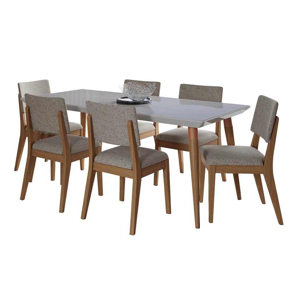 Manhattan Comfort 7-Piece Utopia 70.86" and Dover Dining Set with 6 Dining Chairs