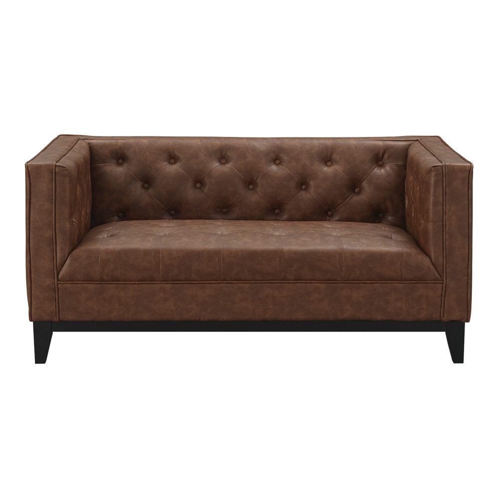 Manhattan Comfort Cadman 2-Piece Camal PU Leather 3-Seat Sofa and 2-Seat Loveseat