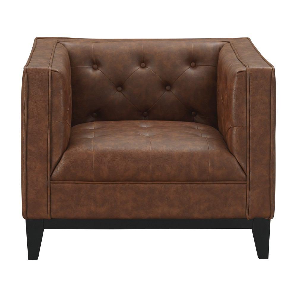 Manhattan Comfort Cadman 2-Piece Camal PU Leather Armchairs