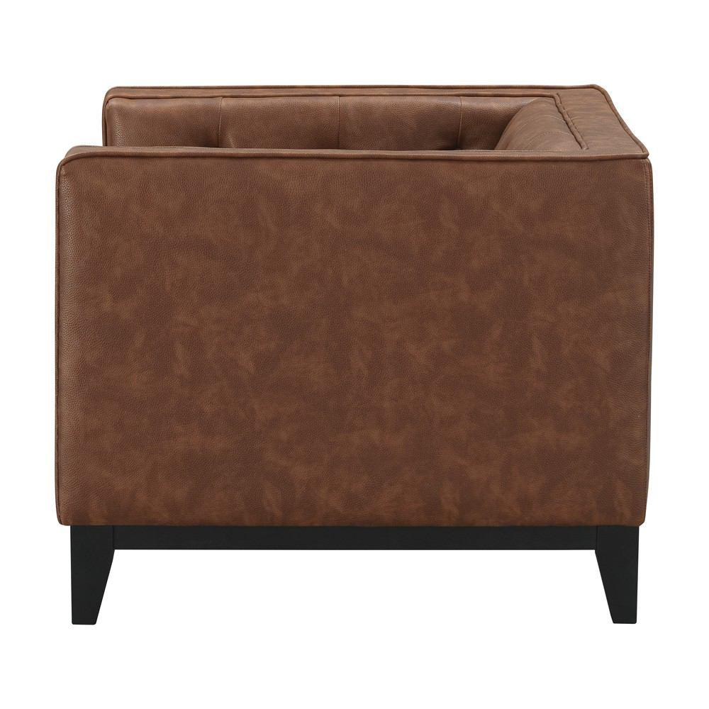Manhattan Comfort Cadman 2-Piece Camal PU Leather Armchairs