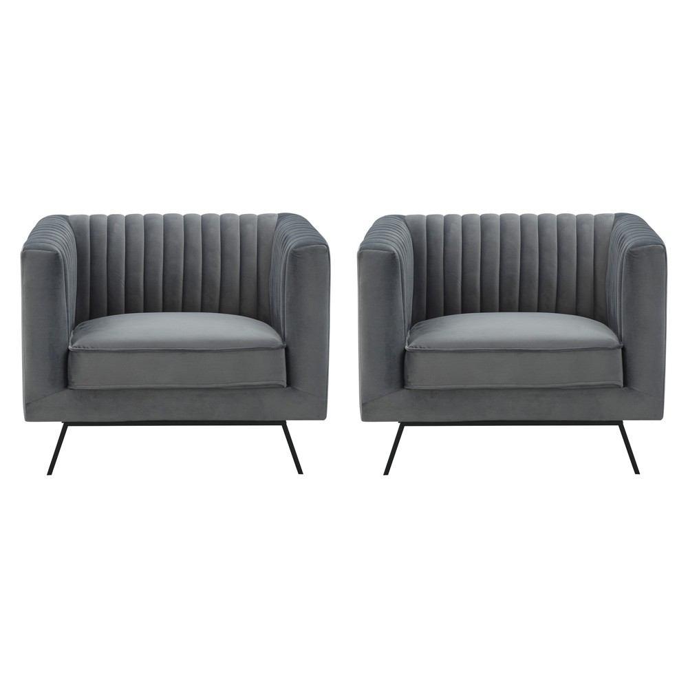 Manhattan Comfort Vandam 2-Piece Velvet Armchairs