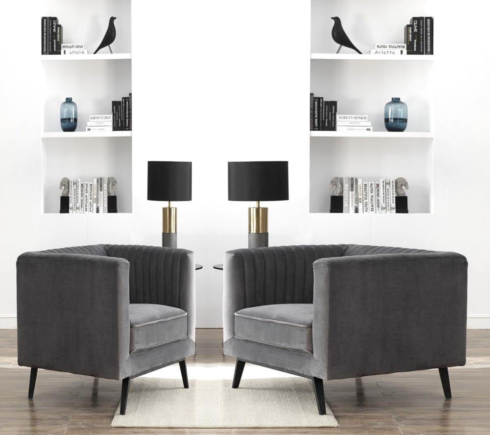 Manhattan Comfort Vandam 2-Piece Velvet Armchairs