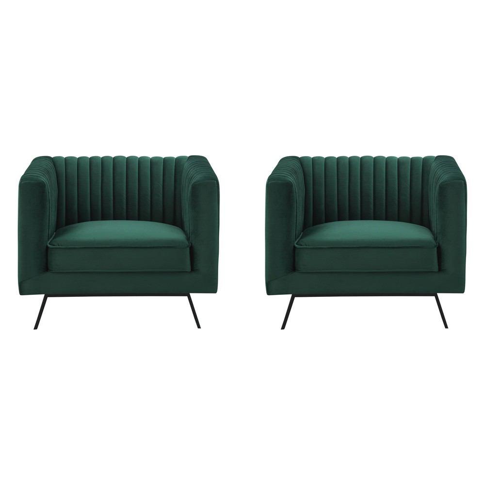 Manhattan Comfort Vandam 2-Piece Velvet Armchairs