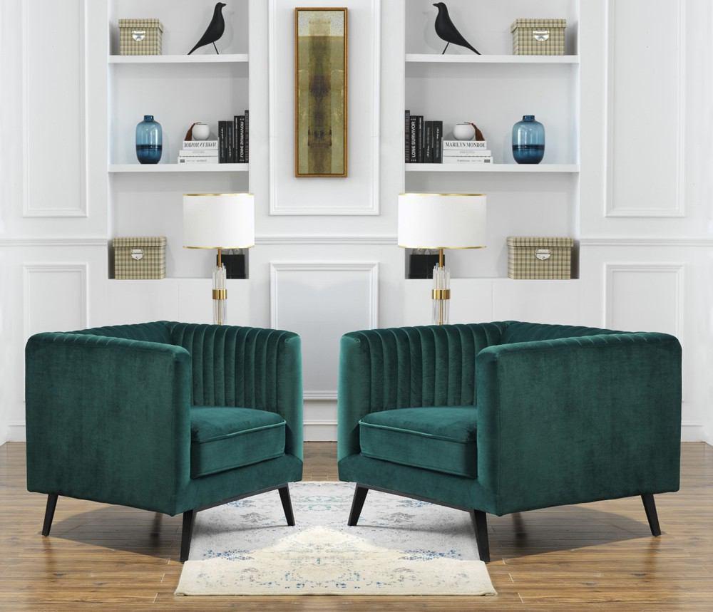 Manhattan Comfort Vandam 2-Piece Velvet Armchairs