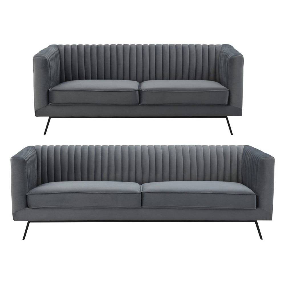 Manhattan Comfort Vandam 2-Piece Velvet 3-Seat Sofa & 2-Seat Loveseat