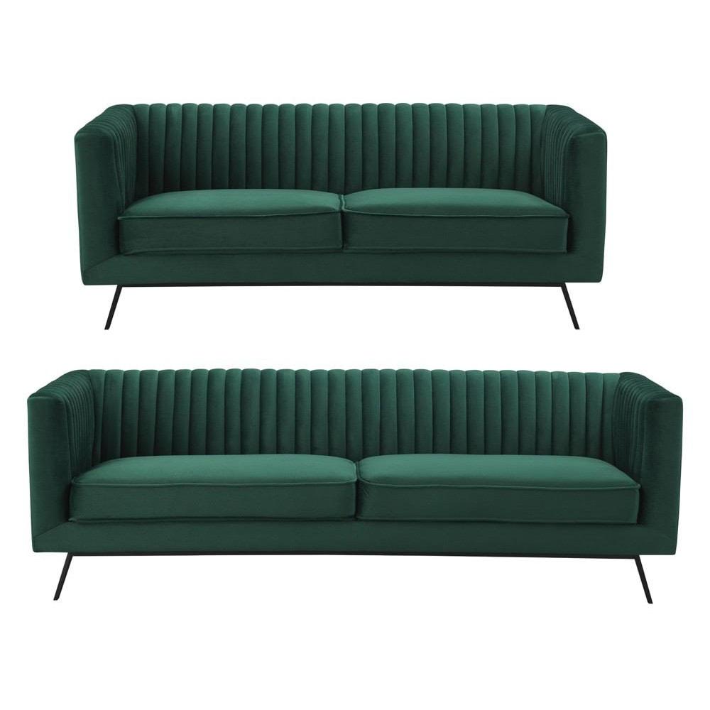 Manhattan Comfort Vandam 2-Piece Velvet 3-Seat Sofa & 2-Seat Loveseat
