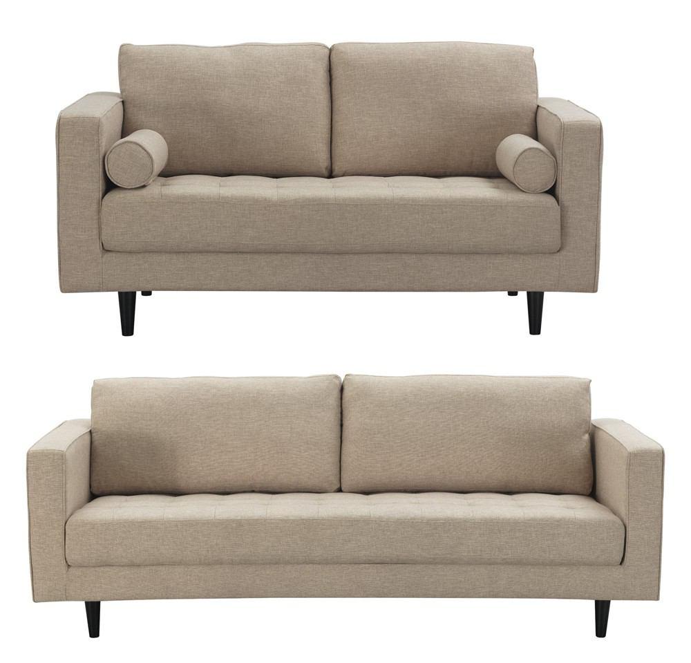 Manhattan Comfort Arthur 2-Piece Tweed 3-Seat Sofa & 2-Seat Loveseat