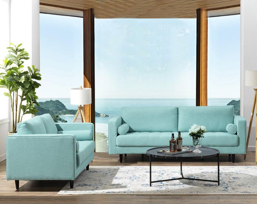 Manhattan Comfort Arthur 2-Piece Tweed 3-Seat Sofa & 2-Seat Loveseat