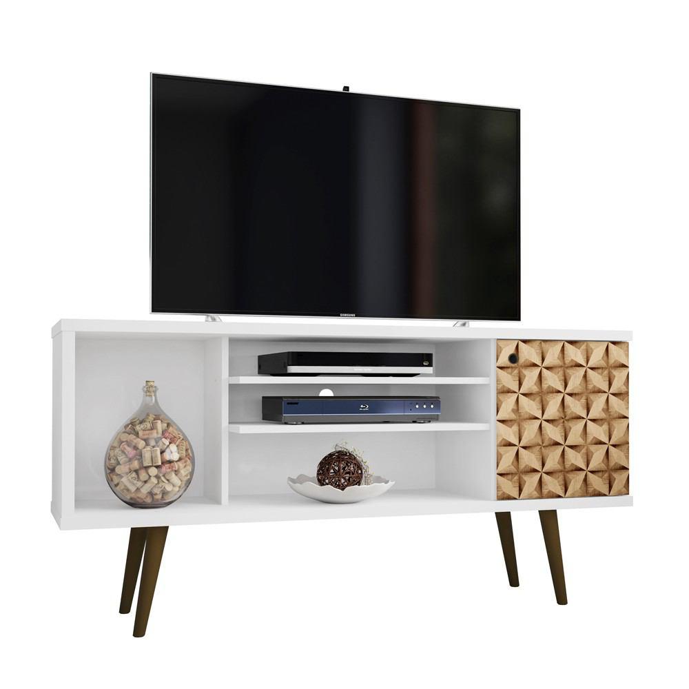 Manhattan Comfort Liberty 53.14" Mid Century - Modern TV Stand with 5 Shelves and 1 Door