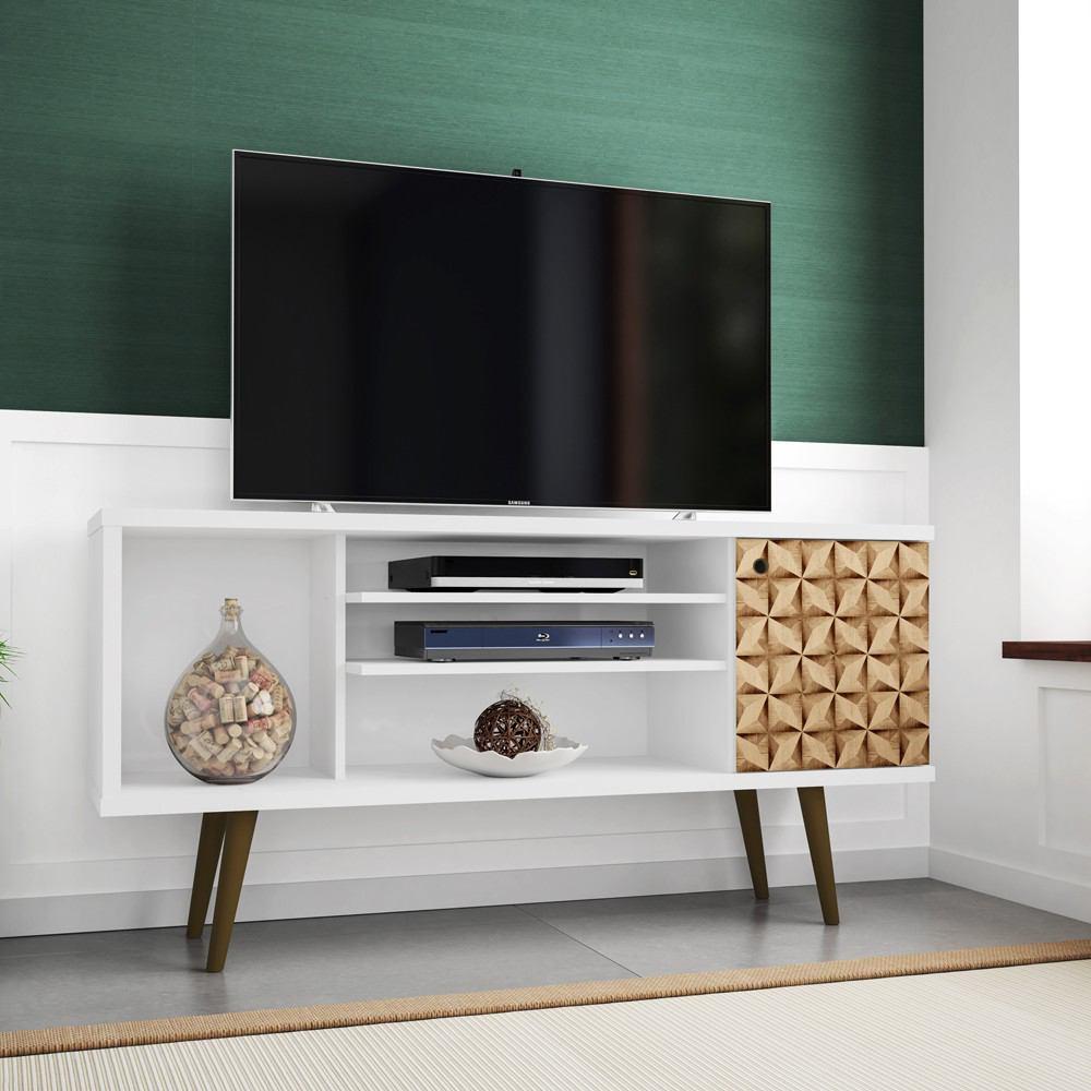 Manhattan Comfort Liberty 53.14" Mid Century - Modern TV Stand with 5 Shelves and 1 Door