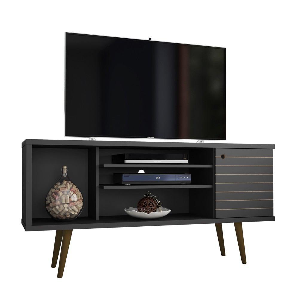 Manhattan Comfort Liberty 53.14" Mid Century - Modern TV Stand with 5 Shelves and 1 Door