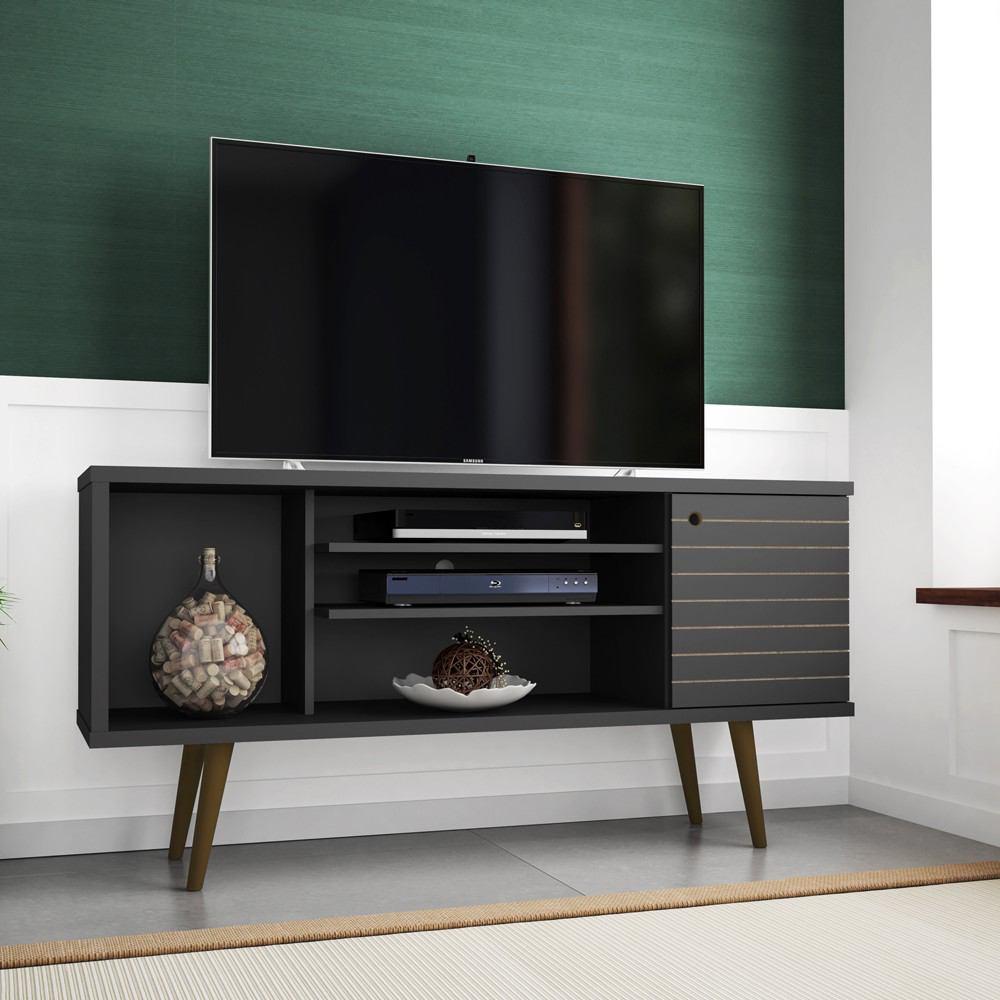 Manhattan Comfort Liberty 53.14" Mid Century - Modern TV Stand with 5 Shelves and 1 Door