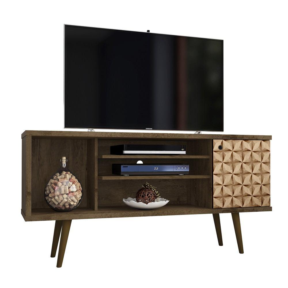 Manhattan Comfort Liberty 53.14" Mid Century - Modern TV Stand with 5 Shelves and 1 Door