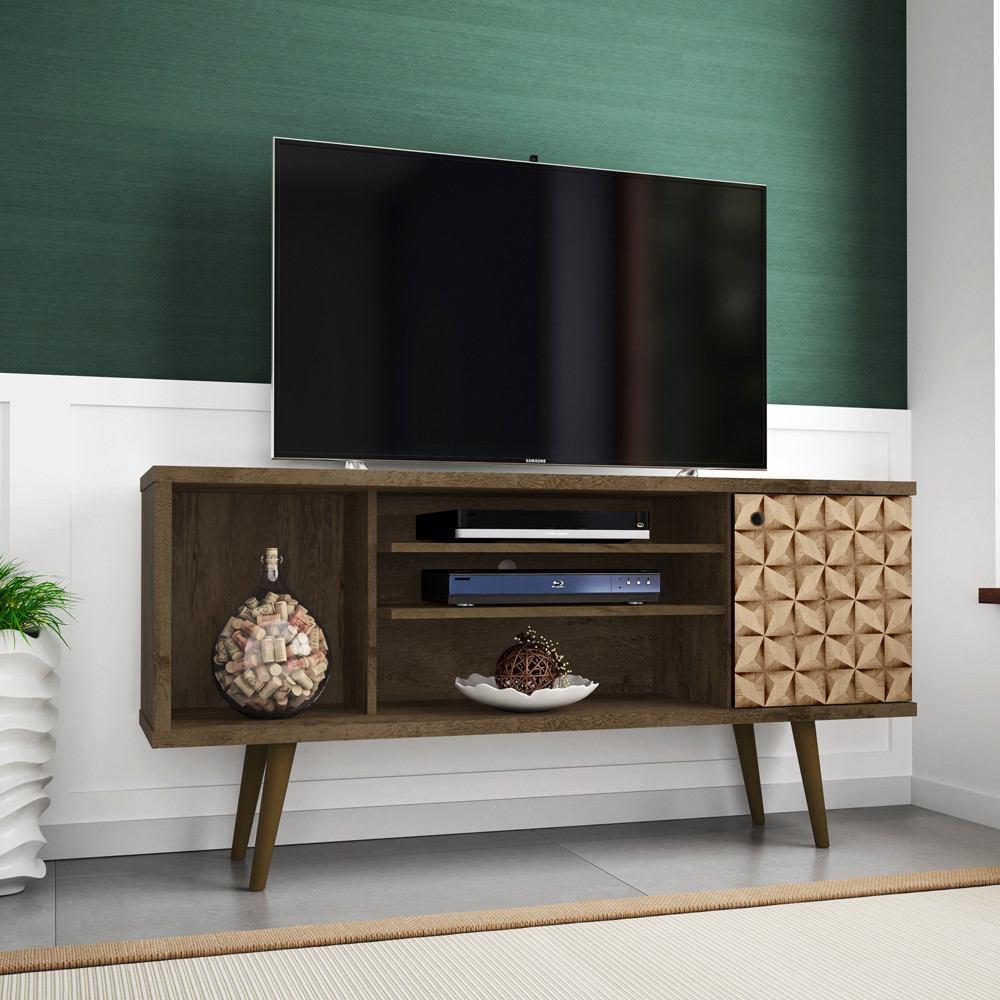Manhattan Comfort Liberty 53.14" Mid Century - Modern TV Stand with 5 Shelves and 1 Door