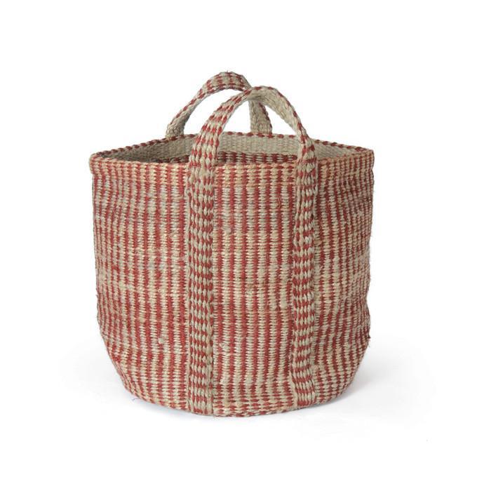 Red And Natural Hemp Basket by GO Home