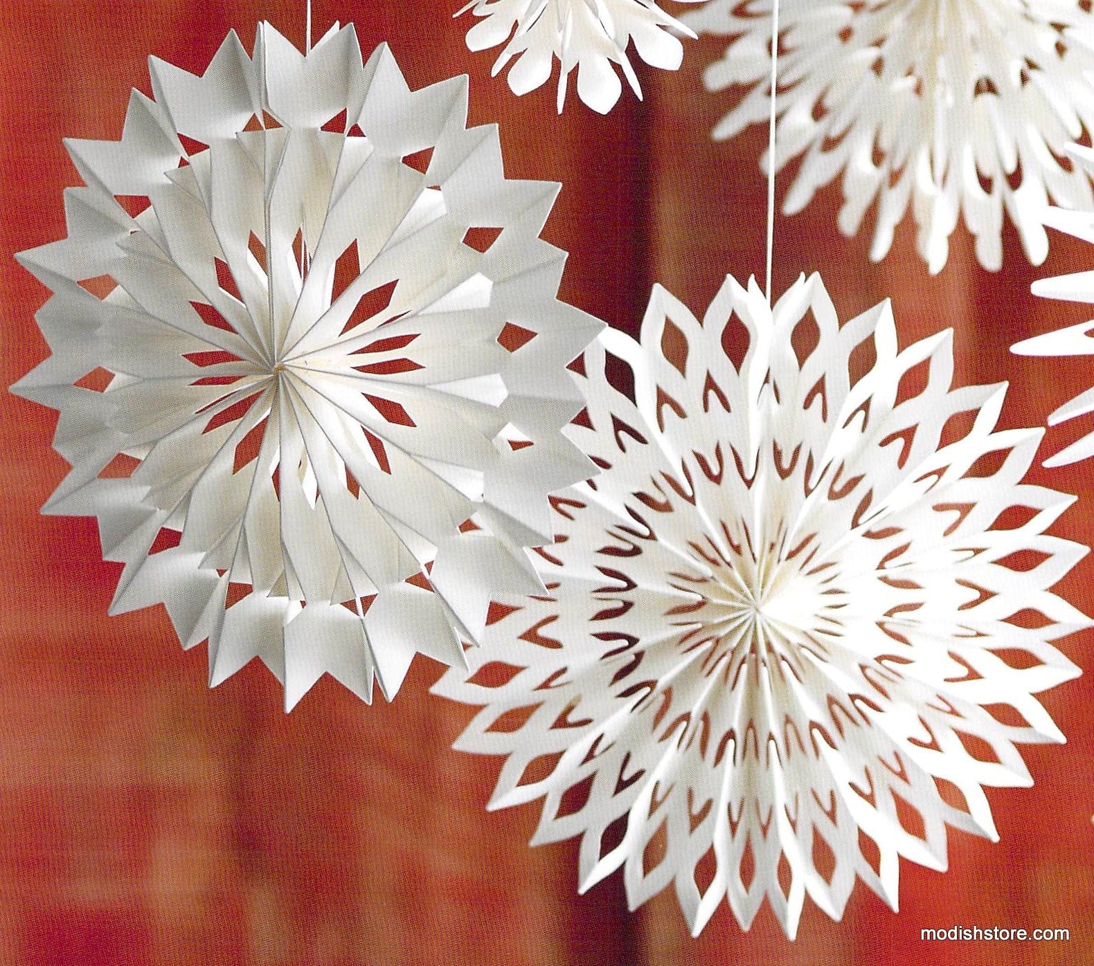 Roost Pleated Paper Snowflakes - Set Of 8