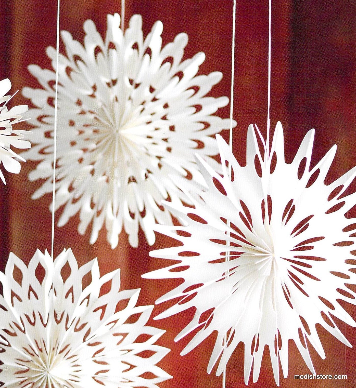 Roost Pleated Paper Snowflakes - Set Of 8