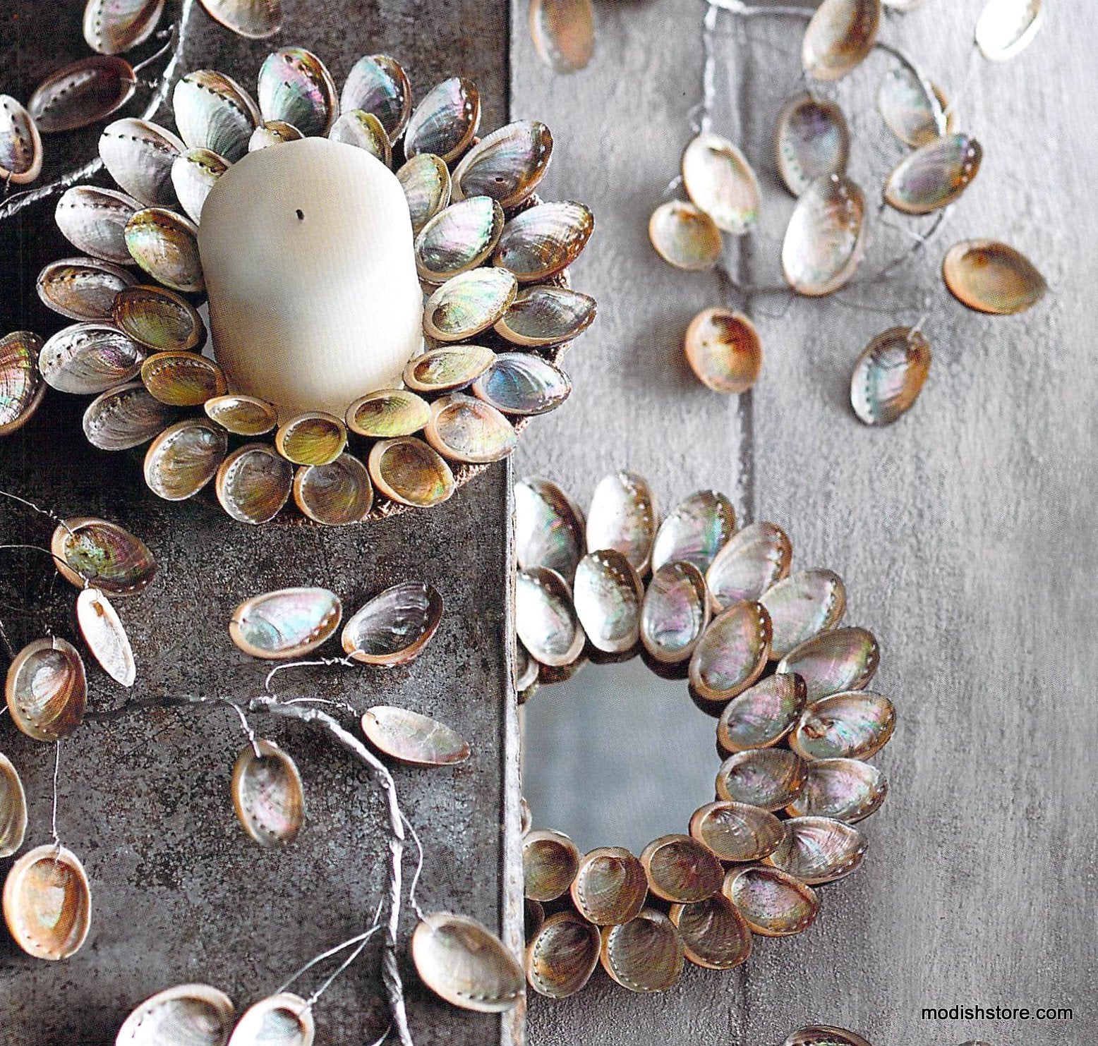 Roost Abalone Shell Candle Plate & Garland