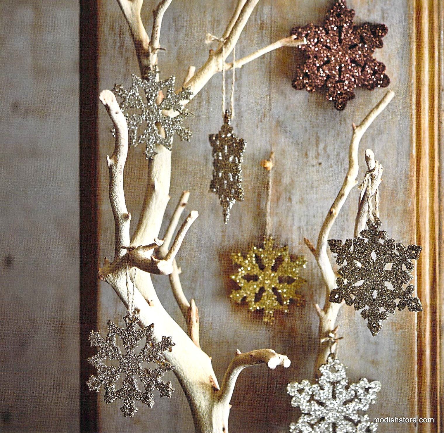 Roost Glitter Snowflake Ornaments - Set Of 12