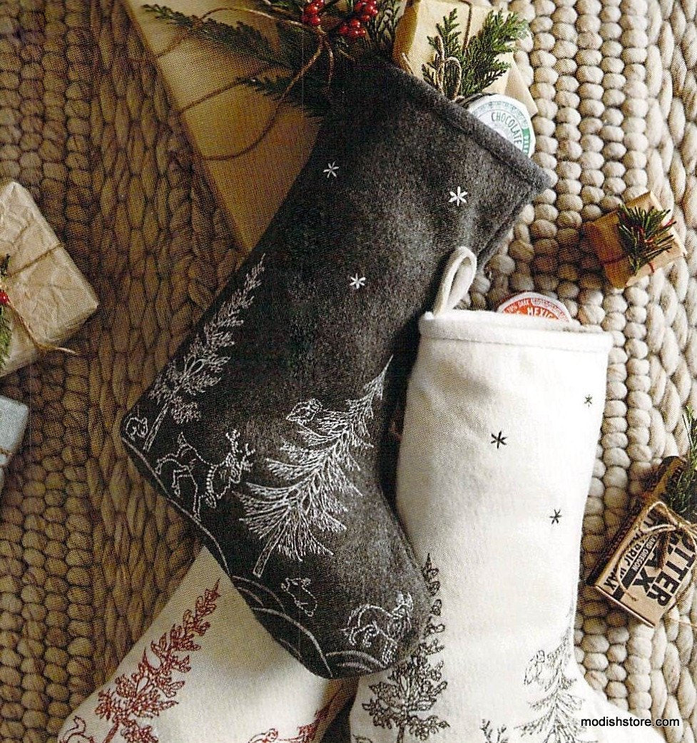 Roost Woodland Embroidered Wool Stockings