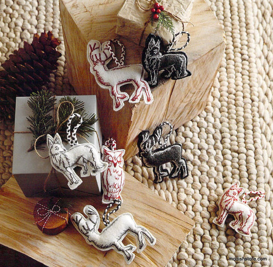 Roost Woodland Embroidered Wool Ornaments & Tree Skirts