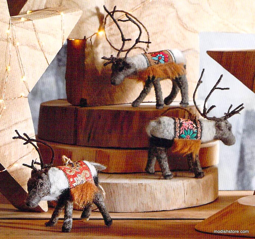 Roost Arctic Caribou Ornaments - Set Of 8