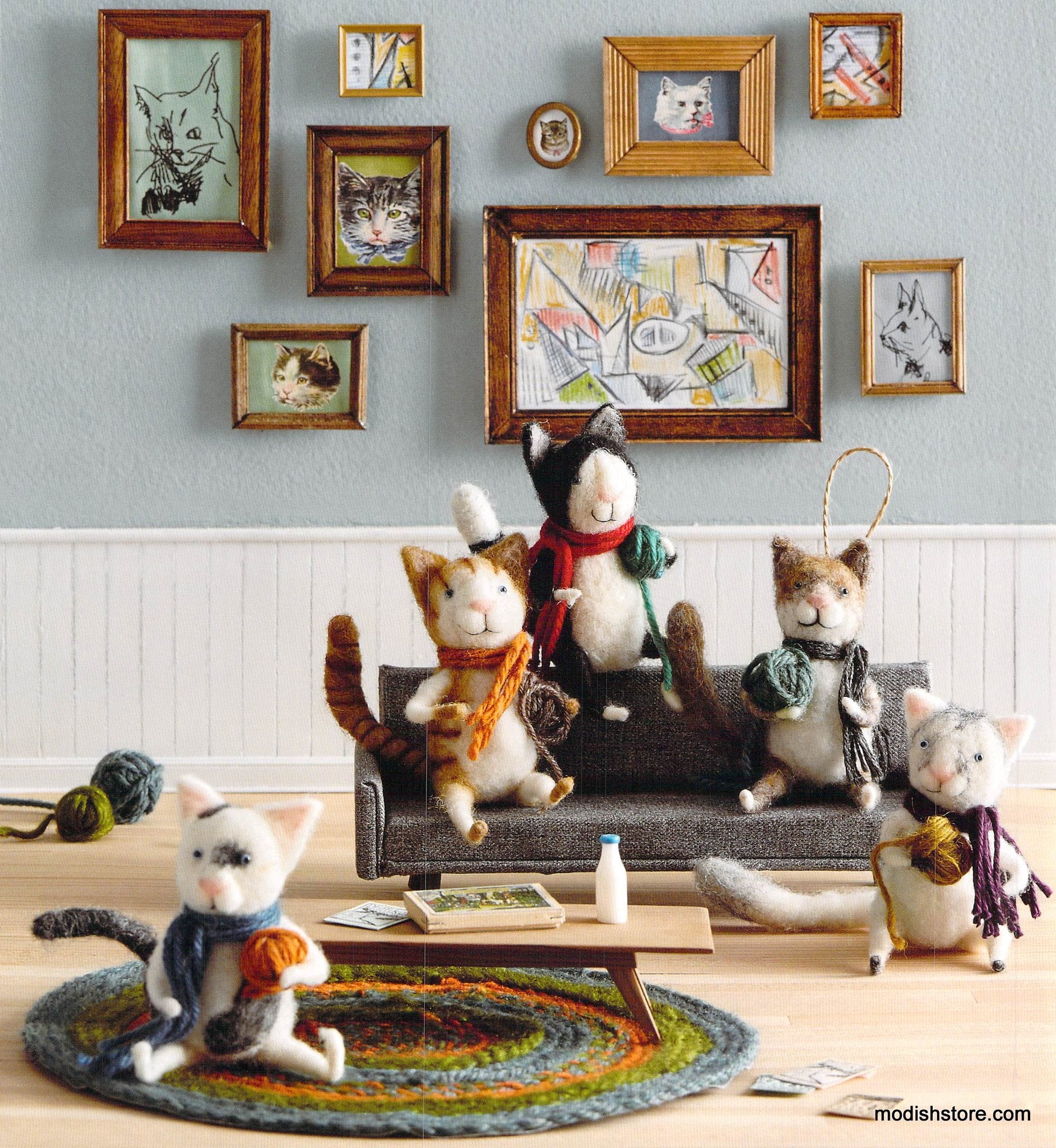 Roost Uptown Cat Ornaments