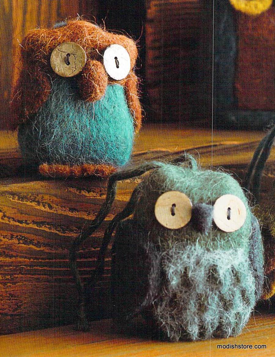 Roost Owlish Felt Ornaments - Set Of 8