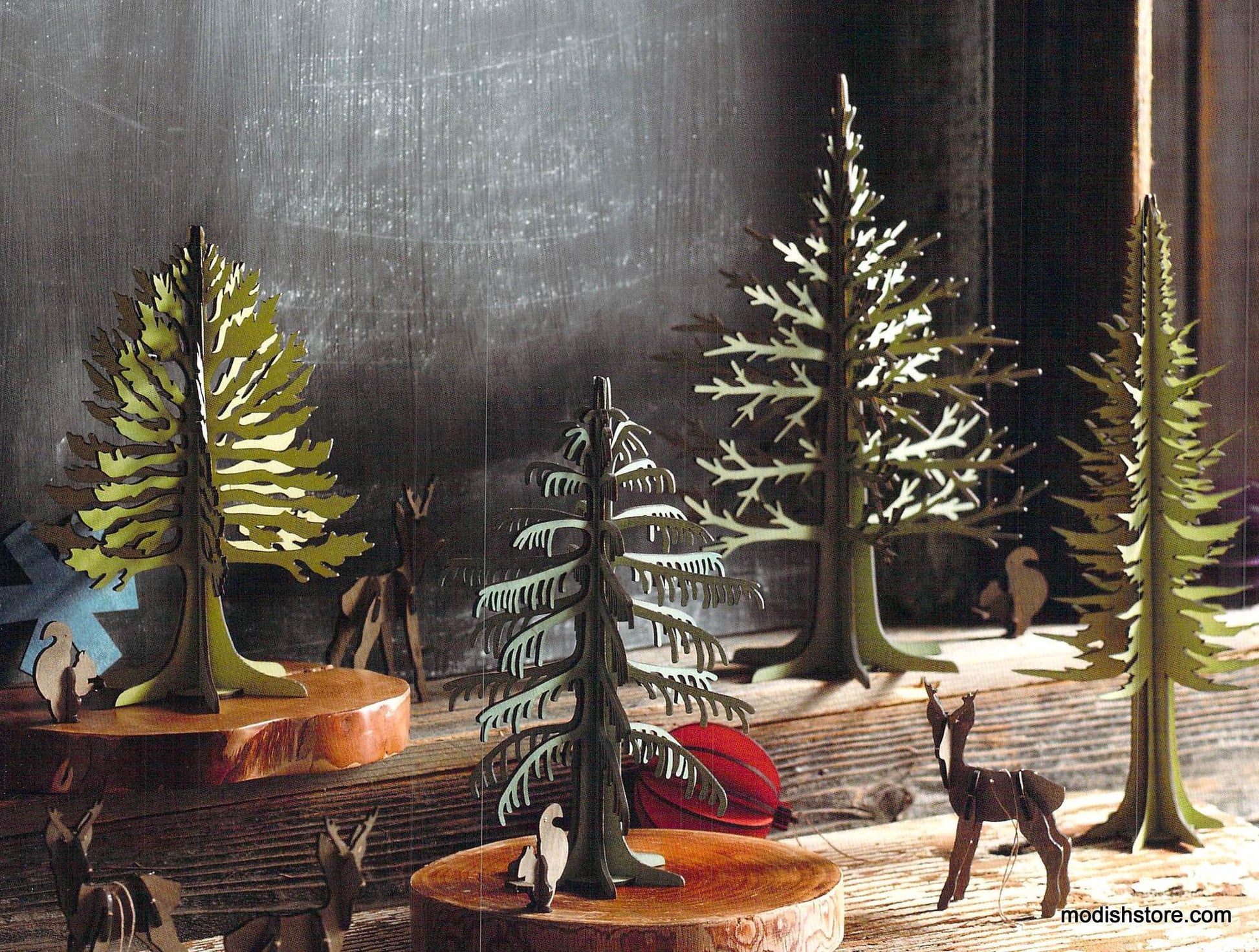 Roost Mini Green Boreal Trees & Forest Friend Ornaments