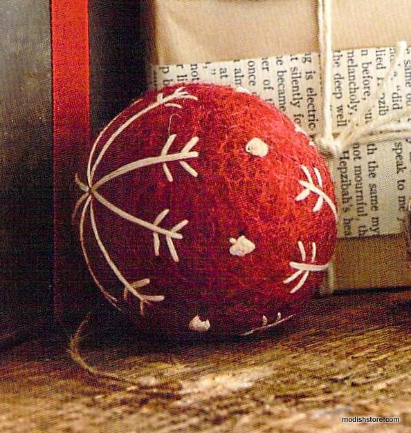 Roost Felt Snowflake Ball Ornaments