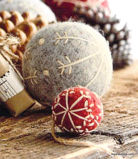 Roost Felt Snowflake Ball Ornaments