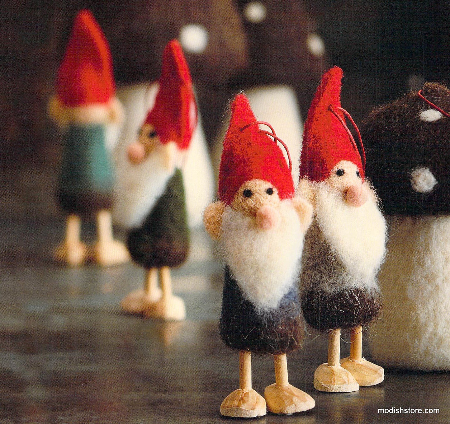 Roost Wooly Gnome Ornaments - Set Of 12