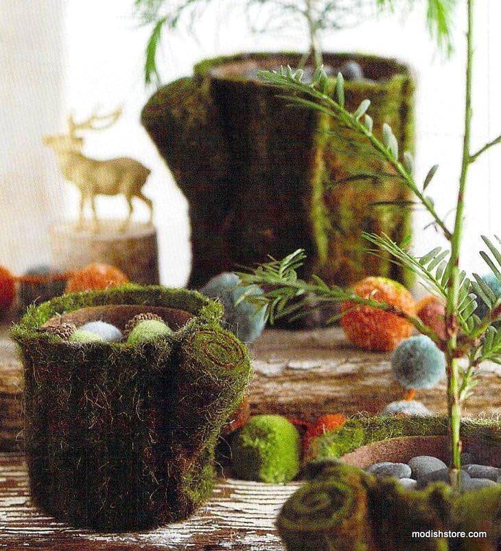 Roost Felt Tree Trunk Cachepots - Set Of 3