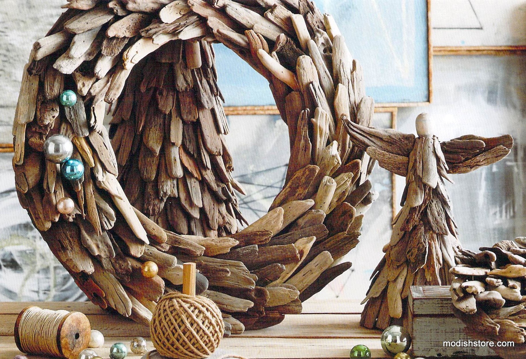 Roost Driftwood Standing Angel - Set Of 2