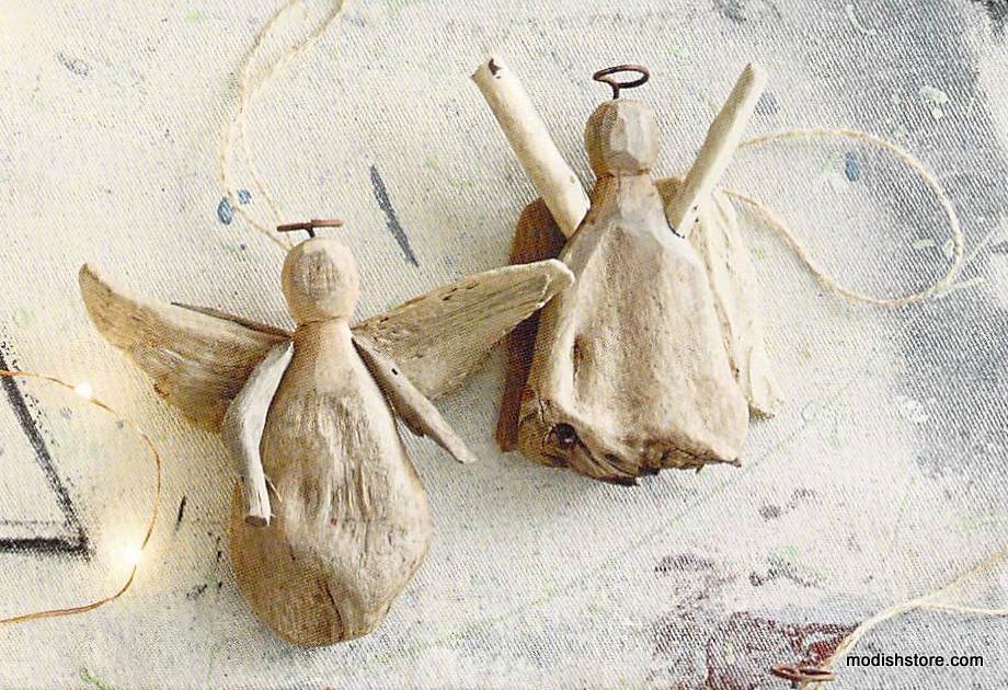 Roost Driftwood Angel Ornament - Set Of 15