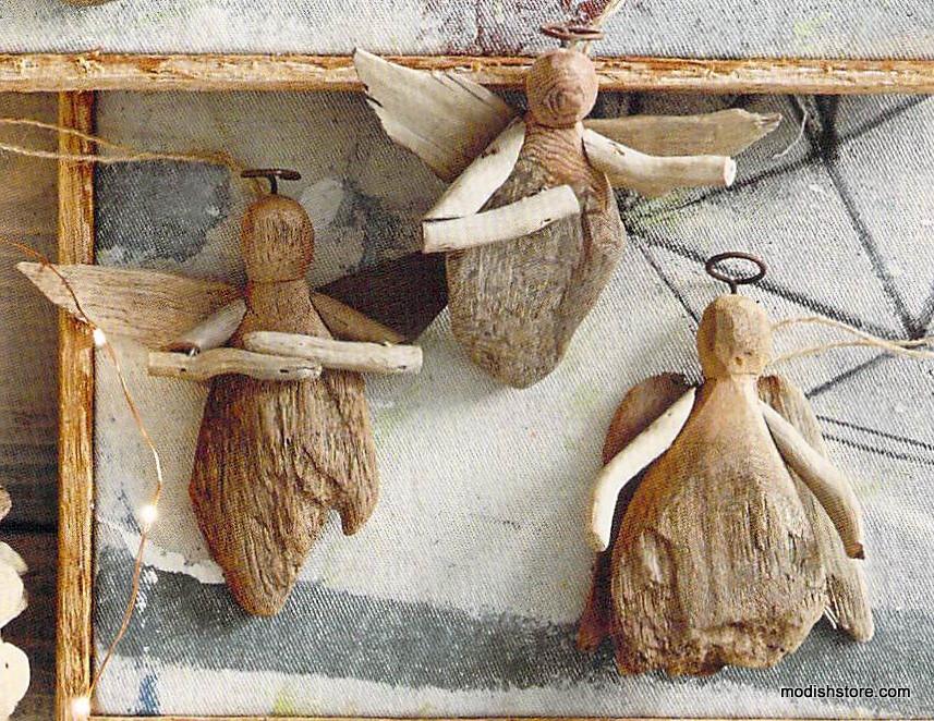 Roost Driftwood Angel Ornament - Set Of 15