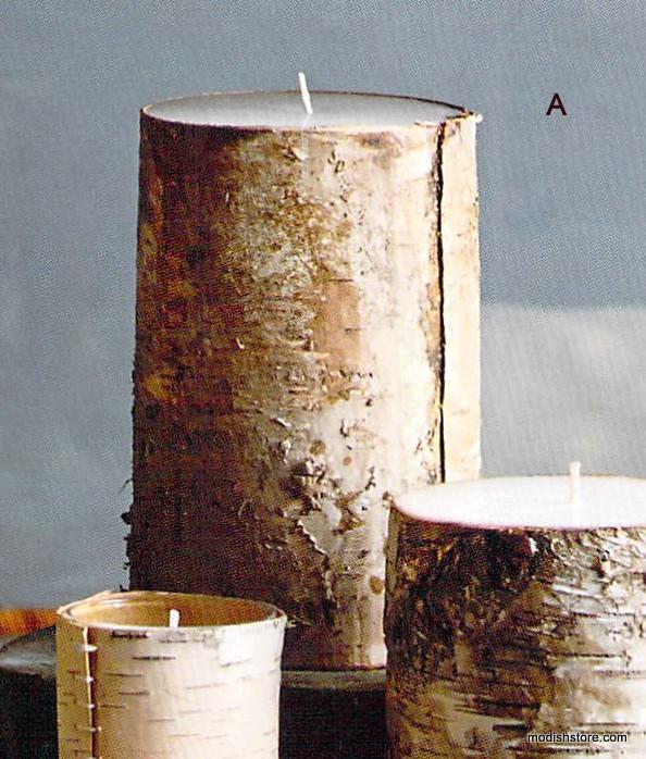 Roost Natural Birch Bark Pillars & Filled Candles