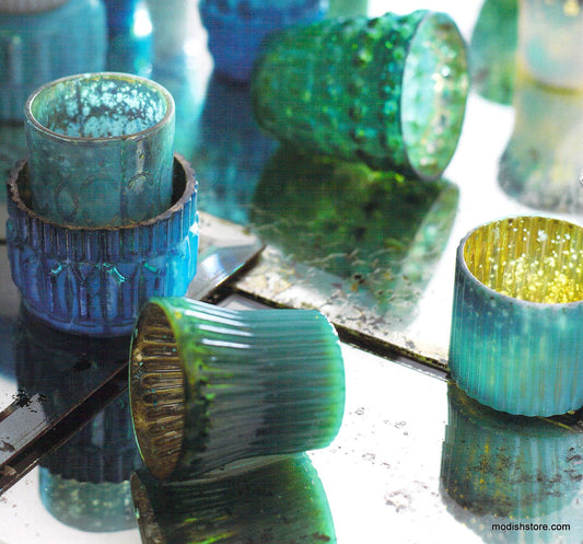 Roost Shimmering Mercury Tealight Holders - Set Of 6