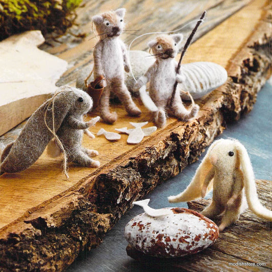 Roost Fishin Cat & Floppy-Ear Bunny Ornaments - Set Of 12