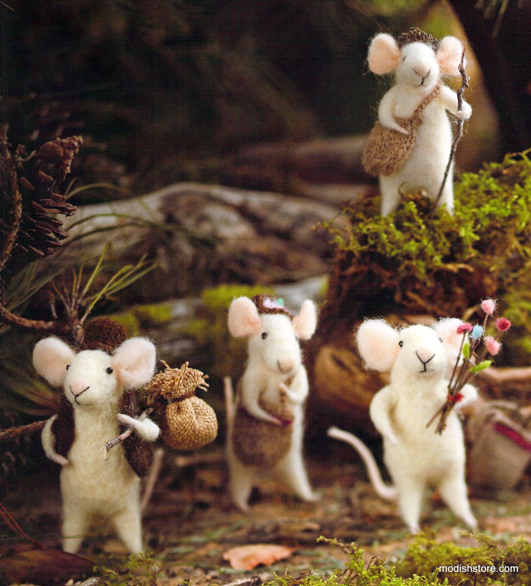 Roost Traveling Mice Ornaments -  Set Of 6