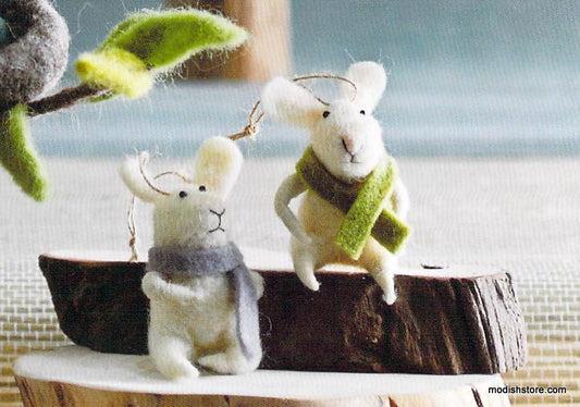 Roost Little Bunny with Scarf Ornaments - Set Of 10