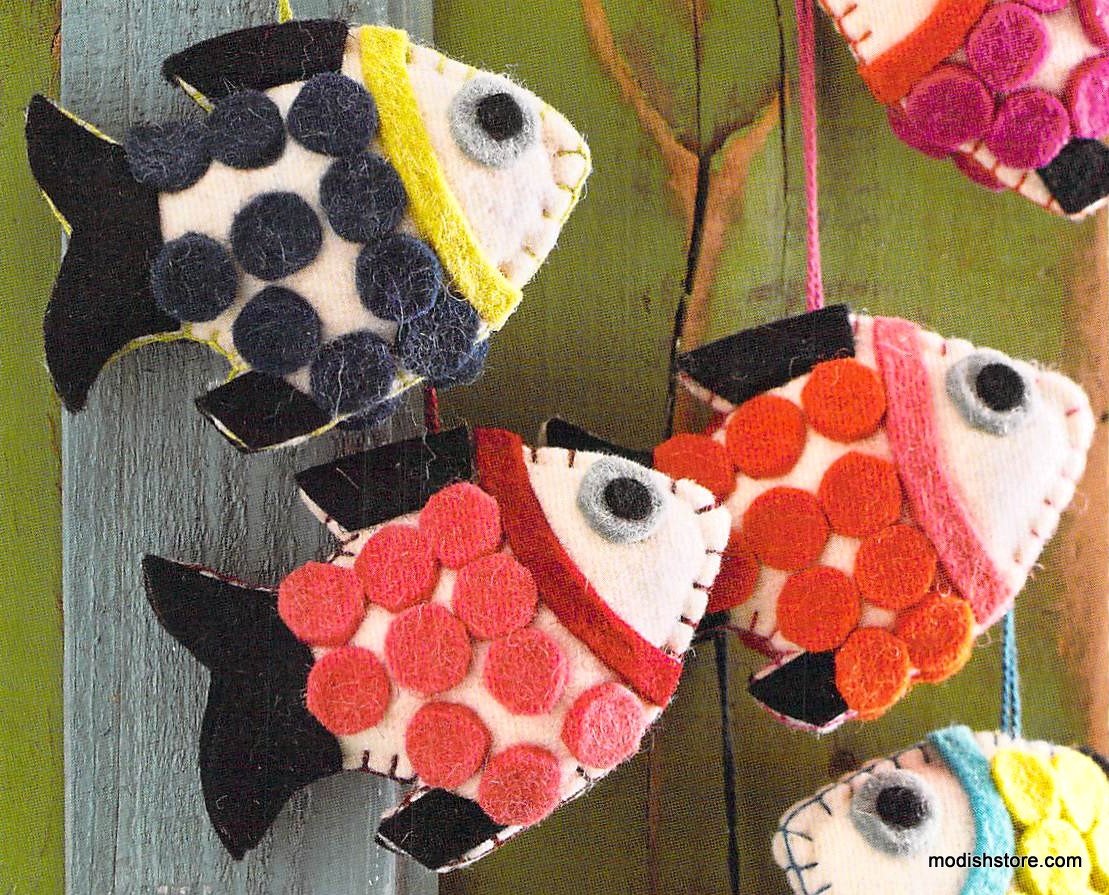 Roost Good Felted Fish Ornament - Set Of 12