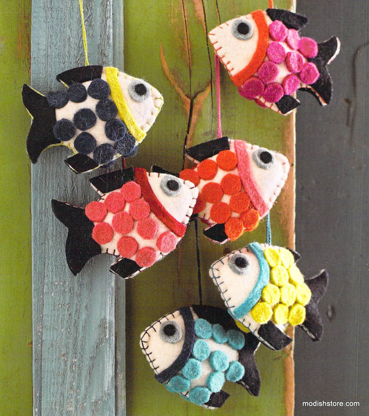 Roost Good Felted Fish Ornament - Set Of 12