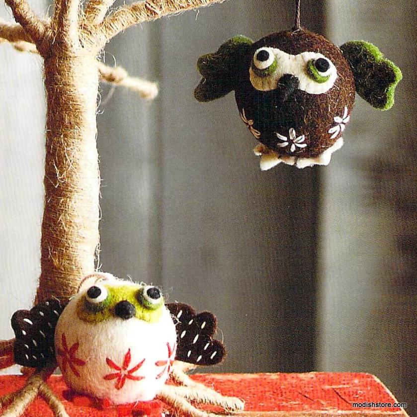 Roost Roly-Poly Owl Ornaments - Set/10
