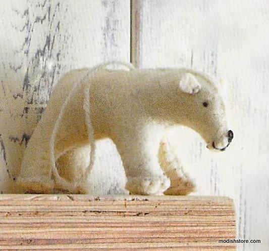 Roost Snowy Felt Polar Bear Ornament - Set/12