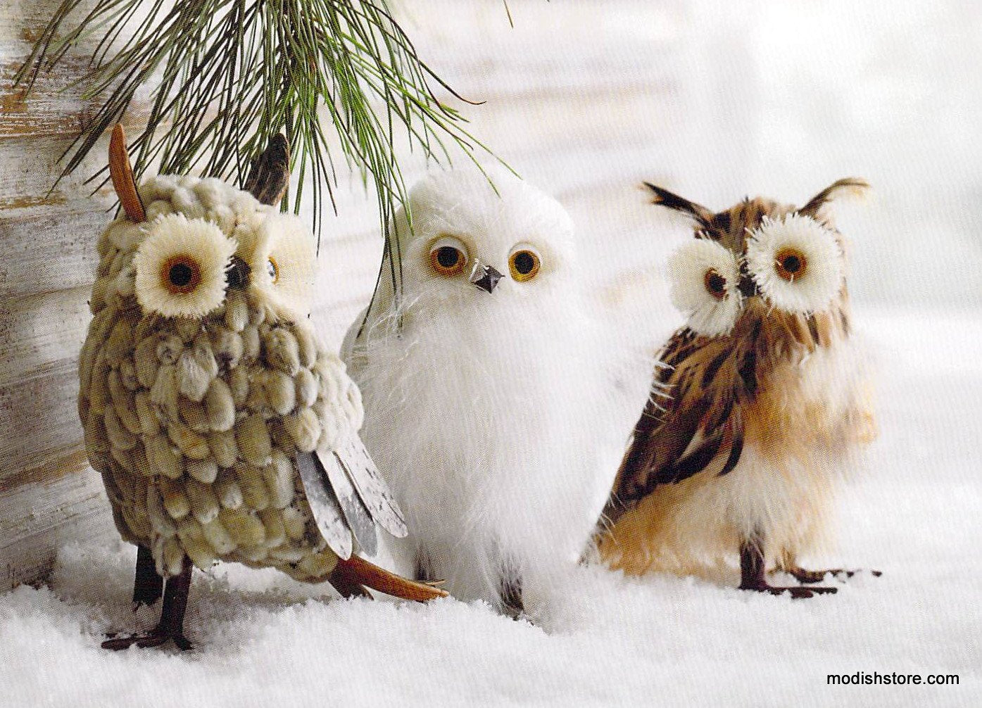 Roost Botanic Owl Ornaments - Set of 3