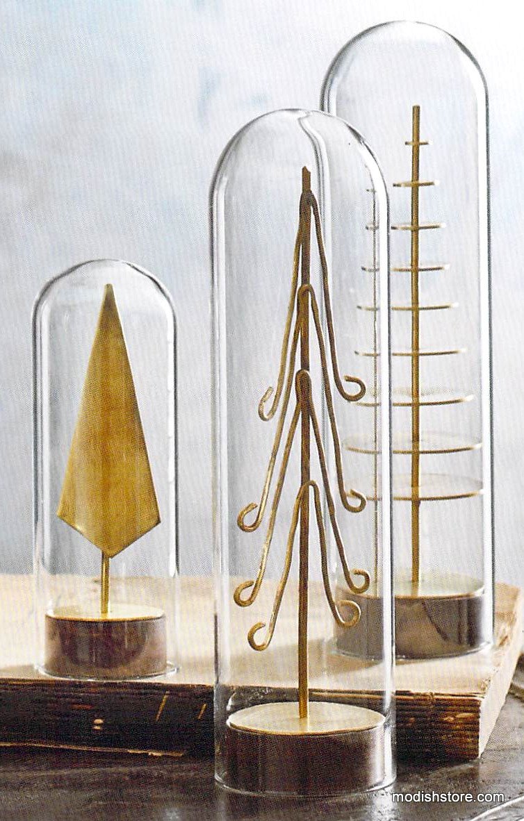 Roost Modern Brass Forest Trees - Set Of 6